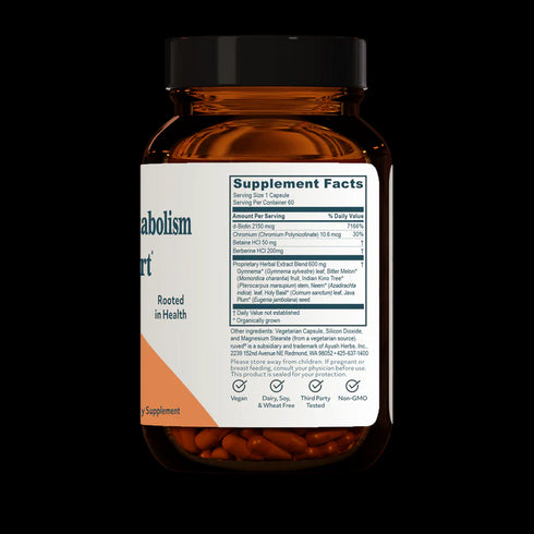 Image of Sugar Nix - Glucose Metabolism Support 60vcaps supplement facts